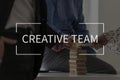 Text Creative team over conceptual business scene Royalty Free Stock Photo