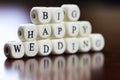 Text cube happy wedding Royalty Free Stock Photo