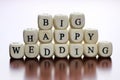 Text cube happy wedding Royalty Free Stock Photo