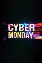 Text CYBER MONDAY on black background with distortion effect
