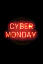 Text CYBER MONDAY on dark background with distortion effect