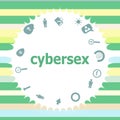 Text cybersex. Social concept . Infographics icon set. Icons of maths, graphs, mail and so on