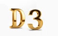 text D3 in golden color on white background
