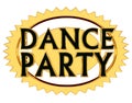 Text dance party on a golden circle on a white background Royalty Free Stock Photo