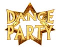 Text dance party on a golden star on a white background Royalty Free Stock Photo