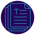 Text Data Processing Icon. Minimalistic neon outline Royalty Free Stock Photo