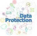 Text Data Protection. Security concept . Simple infographics thin line icons set Royalty Free Stock Photo