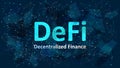 Text Defi - decentralized finance on dark blue abstract polygonal background. Royalty Free Stock Photo