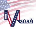 Text design concept I VOTED. Voting in America. Template Elections background.