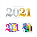 2021 text design modern. Set of Happy new year 2021 design perfect for website, annual report, poster, editorial, invitation card