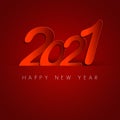 Happy New Year 2021 banner in paper cut style for seasonal holidays flyers, greetings and invitations, christmas themed congratula Royalty Free Stock Photo