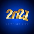 Happy New Year 2021 banner in paper cut style for seasonal holidays flyers, greetings and invitations, christmas themed congratula Royalty Free Stock Photo