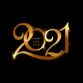 Happy new year 2021 banner.Golden Vector luxury text 2021 Happy new year. Gold Festive Numbers Design. Happy New Year.