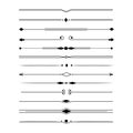 Text devider set, line minimal separators, elegant doodlle borders, decorative elements isolated on white background.