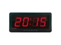 close up red led light illumination numbers 2015 on black digital electric alarm clock face isolated on white background Royalty Free Stock Photo