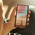 Text do you speak French in a smartphone Royalty Free Stock Photo