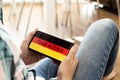 Text do you speak German in German in a smartphone Royalty Free Stock Photo