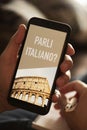 Text do you speak Italian in a smartphone Royalty Free Stock Photo