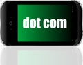 Text dot com. Information concept . Detailed modern smartphone Royalty Free Stock Photo