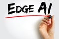 Text Edge AI written in bold letters and underlined in red. Concept for artificial intelligence processing at the network edge, Royalty Free Stock Photo