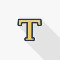 Text edit thin line flat color icon. Linear vector symbol. Colorful long shadow design.