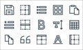 Text editor line icons. linear set. quality vector line set such as border, border, copy, font, quote, right indent, font, border Royalty Free Stock Photo