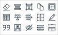 Text editor line icons. linear set. quality vector line set such as border, hidden, quote, left indent, font, table, border, copy Royalty Free Stock Photo