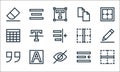 Text editor line icons. linear set. quality vector line set such as border, hidden, quote, left indent, font, table, border, copy