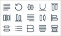 text editor line icons. linear set. quality vector line set such as bottom alignment, bold, vertical position, justify text,