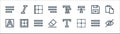 Text editor line icons. linear set. quality vector line set such as hidden, border, eraser, font, save, border, capital letter,