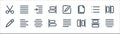 text editor line icons. linear set. quality vector line set such as justify text, horizontally, align left, pencil, bullets, right