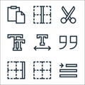 Text editor line icons. linear set. quality vector line set such as right indent, border, border, quote, text, capital letter, Royalty Free Stock Photo