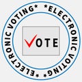 Text ELECTRONIC VOTING and white voting sheet