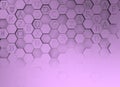 Violet image of hexagons with engraved letters.
