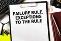 text Failure Rule, Exceptions to the Rule on white paper Royalty Free Stock Photo