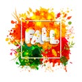 Text Fall in frame in paper style on multicolor blots background Royalty Free Stock Photo