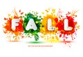 Text Fall in frame in paper style on multicolor blots background