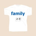 Text Family. Social concept . Man wearing white blank t-shirt