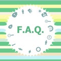 Text Faq. Education concept. frequently asked questions . Infographics icon set. Icons of maths, graphs, mail and so on