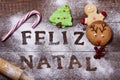 Text feliz natal, merry christmas in portuguese