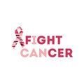 Text fight cancer Breast Cancer Awareness Month background design. Breast cancer awareness pink ribbon