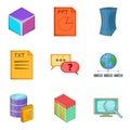 Text file icons set, cartoon style Royalty Free Stock Photo