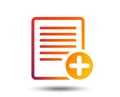 Text file sign icon. Add File document symbol. Royalty Free Stock Photo