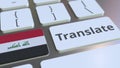 TRANSLATE text and flag of Iraq on the buttons on the computer keyboard. Conceptual 3D rendering Royalty Free Stock Photo