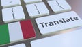TRANSLATE text and flag of Italy on the buttons on the computer keyboard. Conceptual 3D rendering Royalty Free Stock Photo