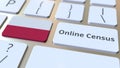 Online Census text and flag of Poland on the keyboard. Conceptual 3D rendering