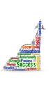 Text forms an upward-pointing arrow composed of various words related to progress Royalty Free Stock Photo