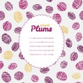 Text frame. Autumn plum backdrop. Endless harvest texture.