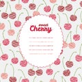 Text frame. Endless berry texture, repeating cherry background.
