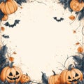 A text frame with pumpkins and bats. A Halloween card. Royalty Free Stock Photo